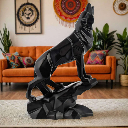 Swastik Trend Point Artifacts Antique Matt Finish Wolf Statue Home Decorative Showpiece, Wolf Sculpture Figurine for Desk, Hotel Living Room Gift Table Top Decoration