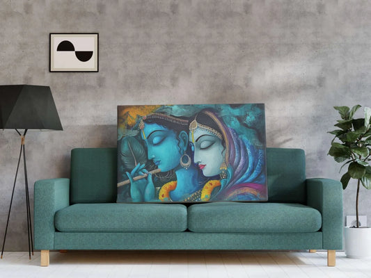 CH-RK-LDP11 Radha Krishna Canvas Paintings For Wall Decoration For Living Room Bedroom Home Office & Hotels