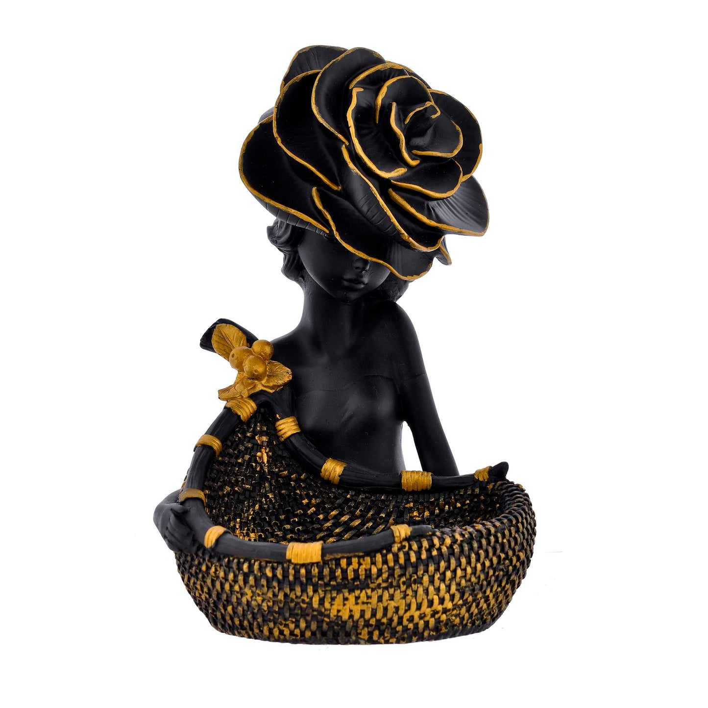 Swastik Trend Point Decorative Black Lady with Basket Statue for Home Decor Showpiece Figurine SWASTIK CREATIONS The Trend Point