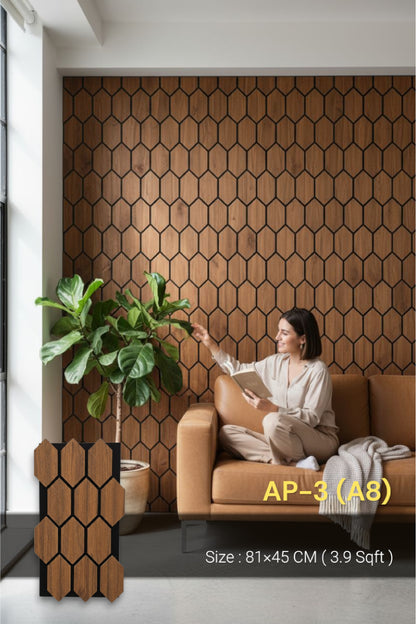 #AP-3(A8)- ACOUSTIC WOODEN PANEL- 11mm thickness - 1 panel Covers 3.9 sqft - SWASTIK CREATIONS The Trend Point