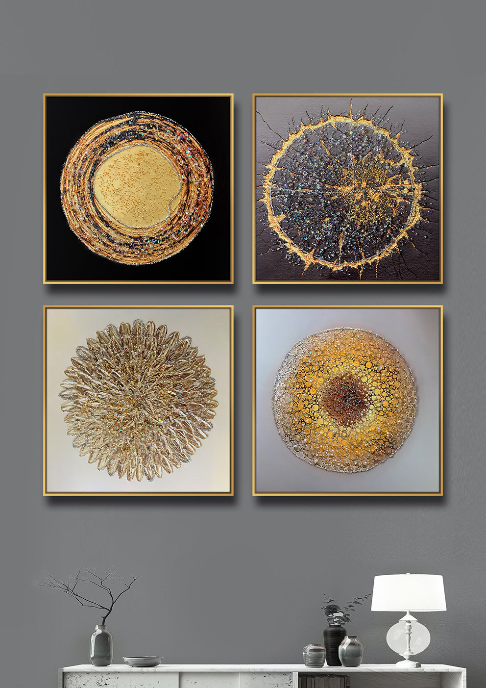 Abstract Crystal Painting – Set of 4 - SWASTIK CREATIONS The Trend Point