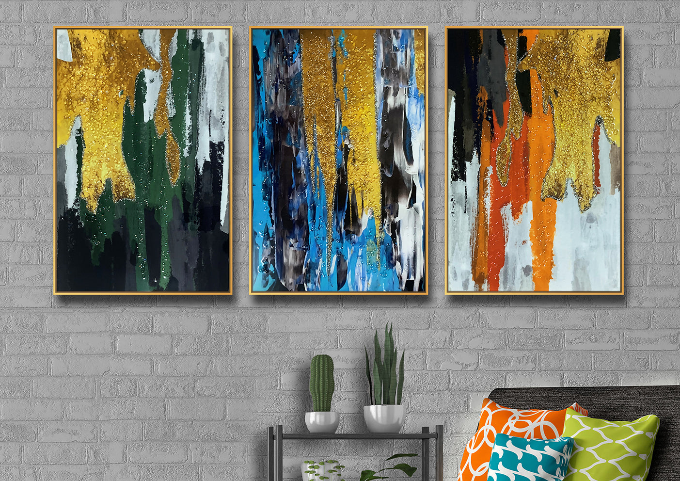 Abstract Crystal Porcelain Painting | Set of 3 - SWASTIK CREATIONS The Trend Point