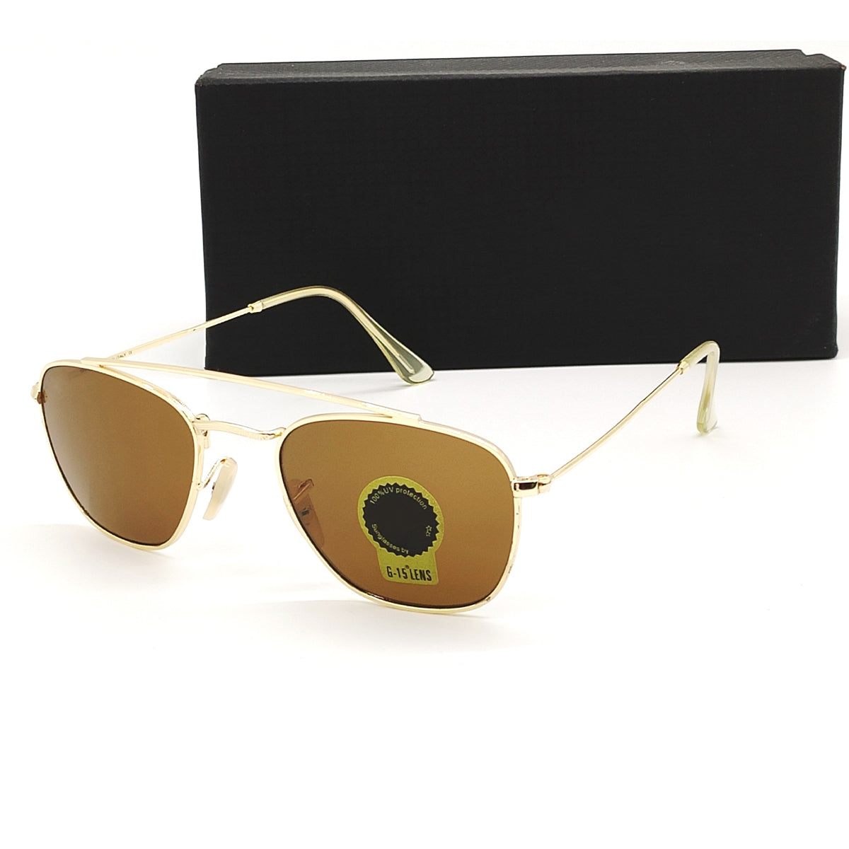 Brown ROYAL RUMBEL Square Sunglasses (SUN-RN-1808-BRN1GLD-M) SWASTIK CREATIONS The Trend Point