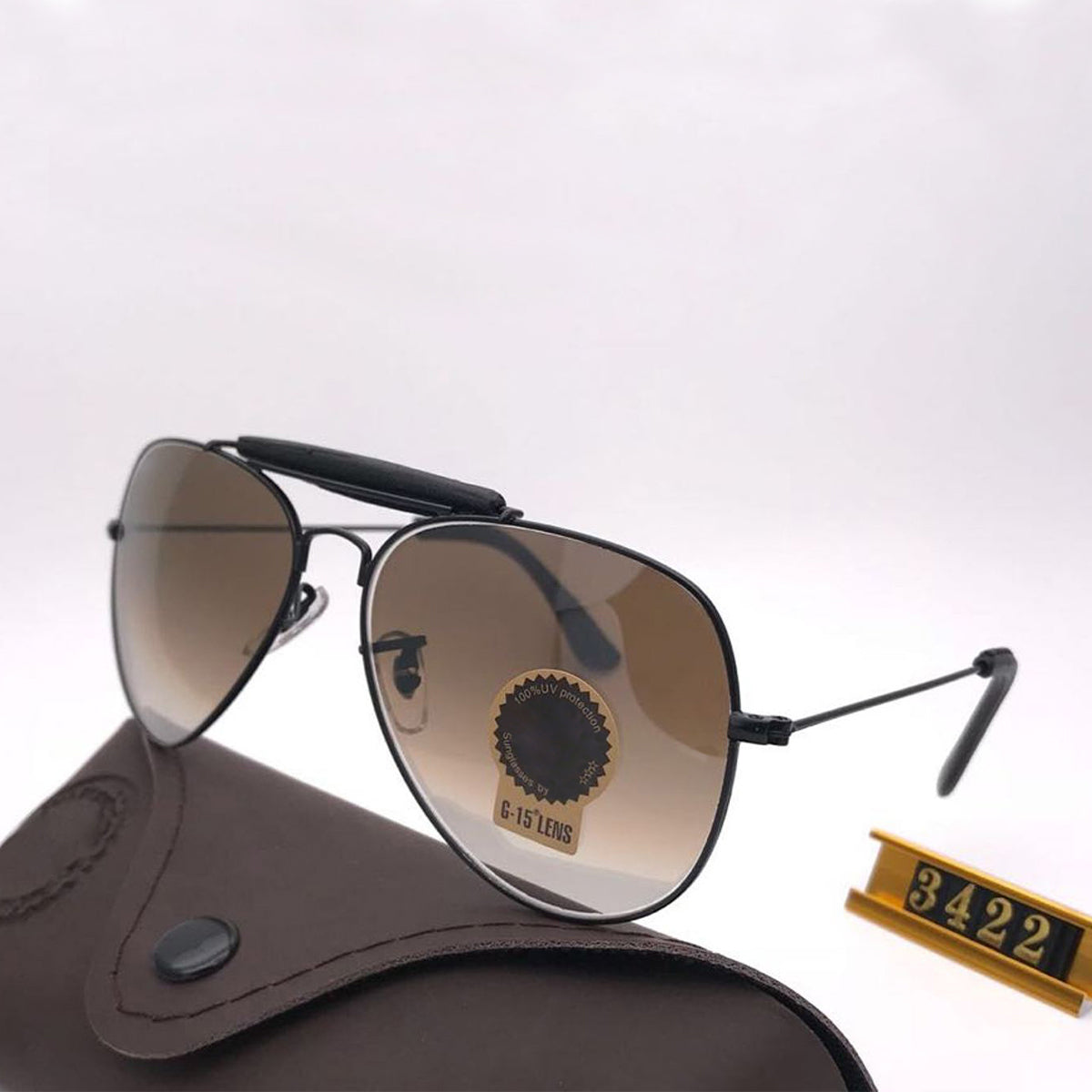 Brown Novaper Aviator Sunglasses (SUN-RN-3422-BRN2BLK-M) SWASTIK CREATIONS The Trend Point