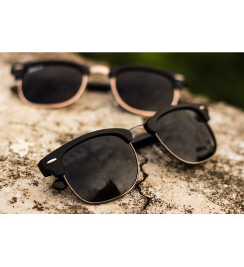 Black Eltrose Square Sunglasses (SUN-RN-3016-BLK1BLK-M) SWASTIK CREATIONS The Trend Point