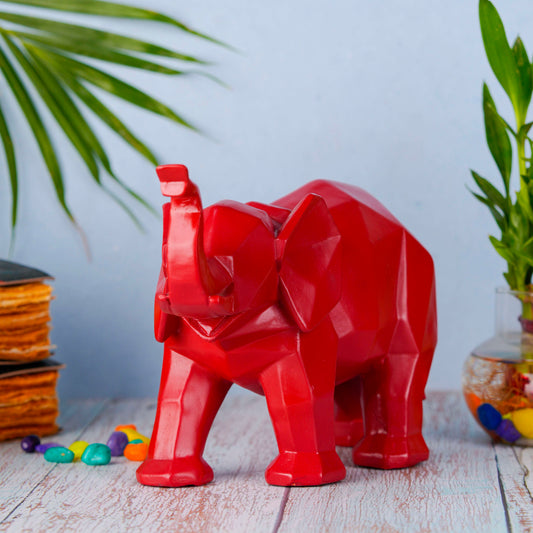 Swastik Creations Home Decor Elephant Statue Modern Style Red Decoration Suitable for Living Room, Bedroom, Desk, Cabinet, Gifts