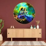 CH-RKR19 Radha Krishna Painting with Frame Sparkle Glossy Round Golden Framed Large Painting Office, Living Room, Bedroom, Home Decoration SWASTIK CREATIONS The Trend Point