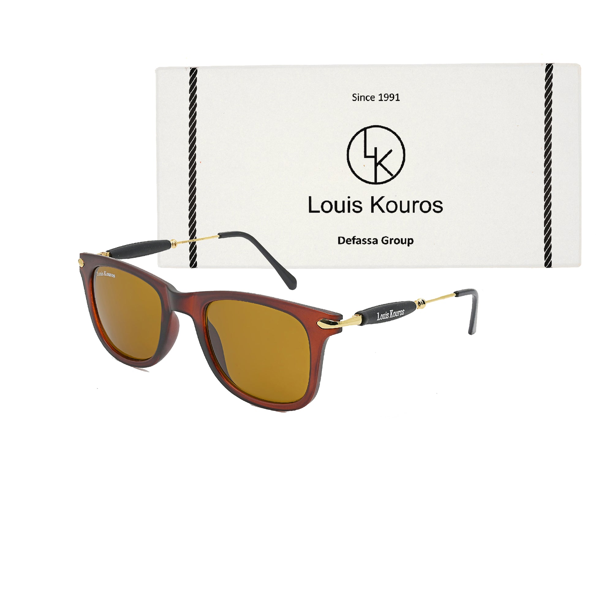 Brown Buloster Square Premium Sunglasses (SUN-LK-2148-BRN1GLD-M)