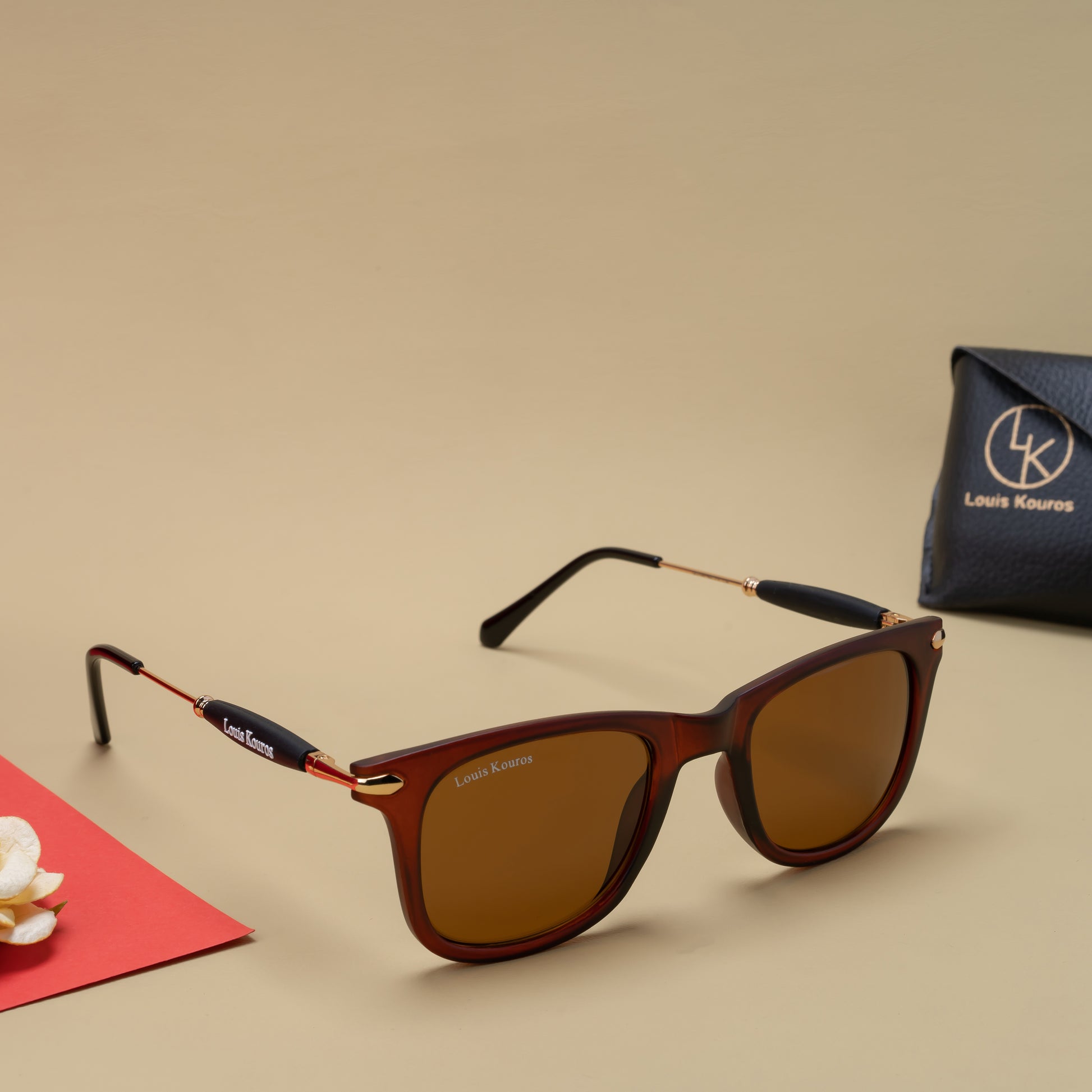 Brown Buloster Square Sunglasses (SUN-LK-2148-BRN1GLD-M)