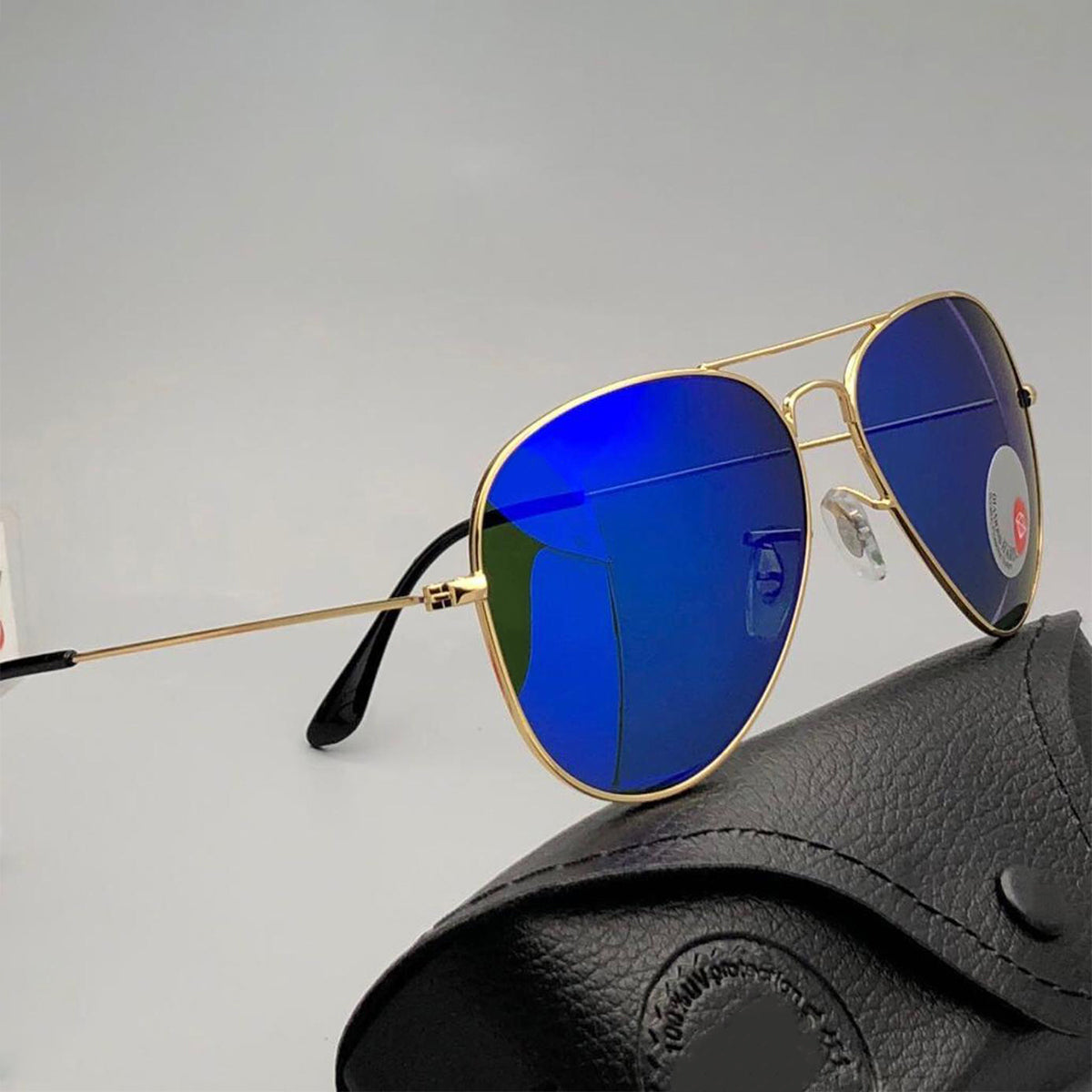 Purosangue 3026 Aviator Sunglasses (SUN-RN-3026-BLU3GLD-M) SWASTIK CREATIONS The Trend Point