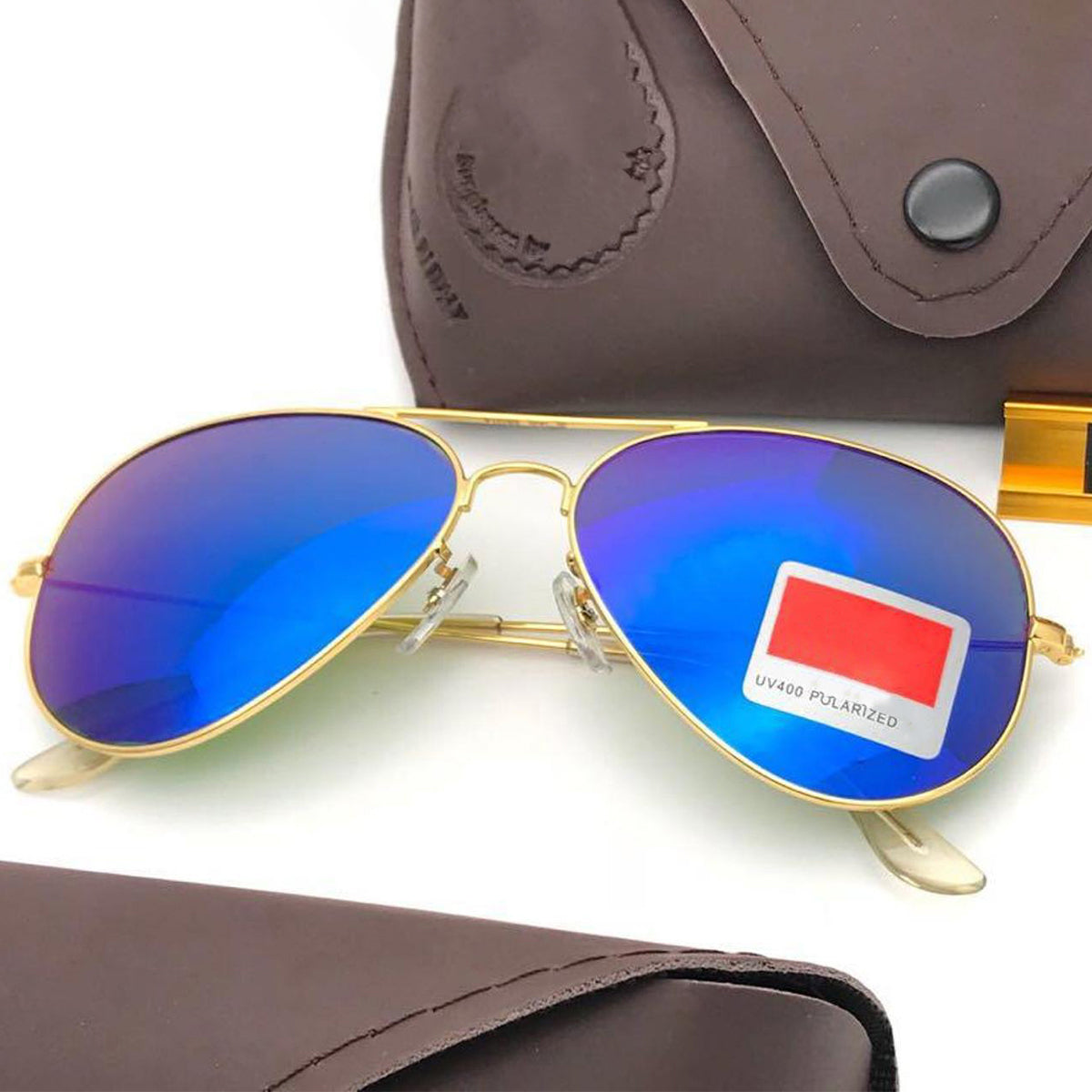 Purosangue 3026 Aviator Sunglasses (SUN-RN-3026-BLU3GLD-M) SWASTIK CREATIONS The Trend Point