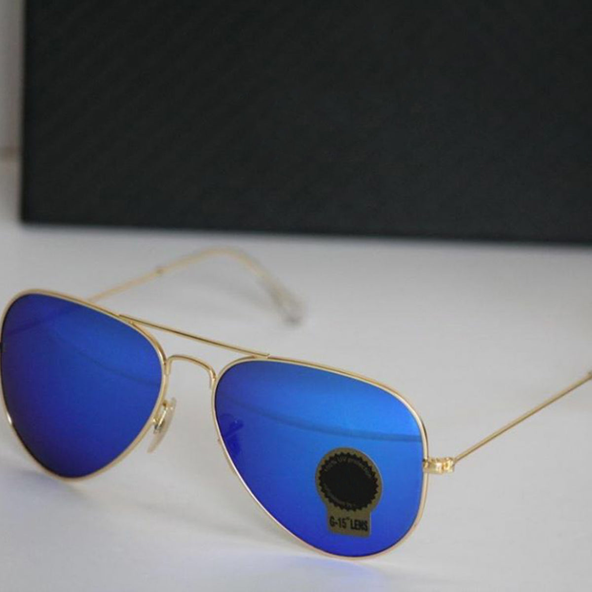 Purosangue 3026 Aviator Sunglasses (SUN-RN-3026-BLU3GLD-M) SWASTIK CREATIONS The Trend Point