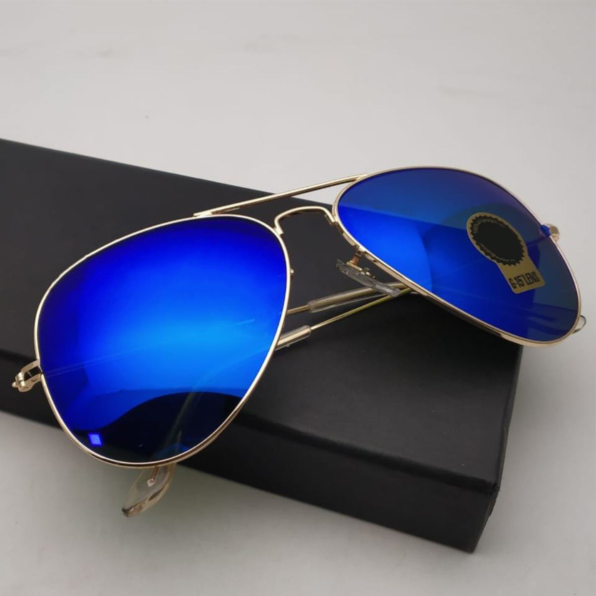 Purosangue 3026 Aviator Sunglasses (SUN-RN-3026-BLU3GLD-M) SWASTIK CREATIONS The Trend Point