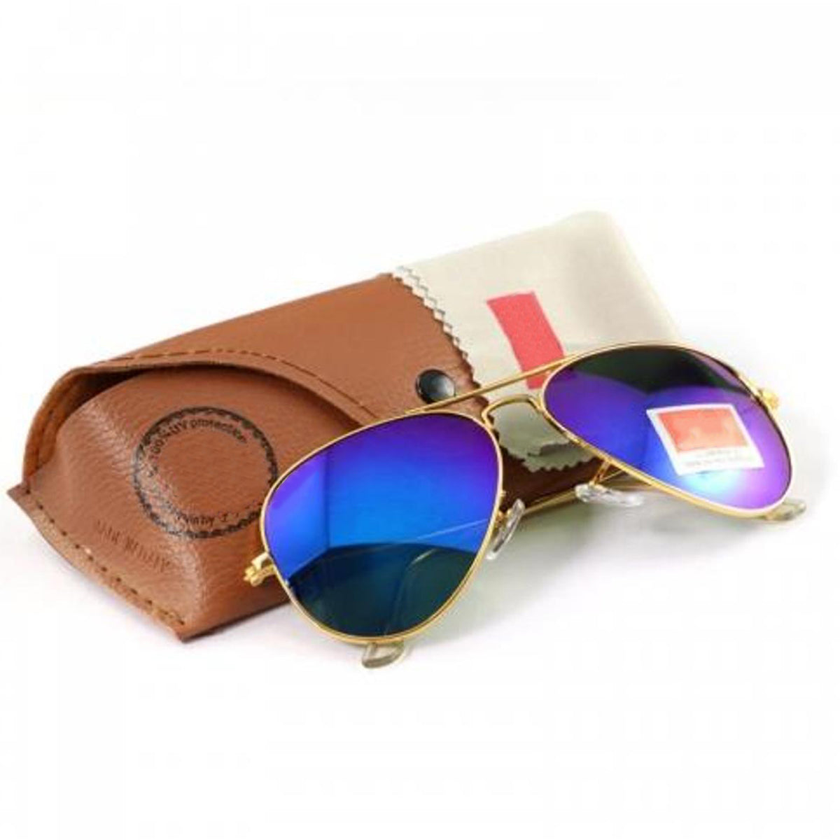 Purosangue 3026 Aviator Sunglasses (SUN-RN-3026-BLU3GLD-M) SWASTIK CREATIONS The Trend Point