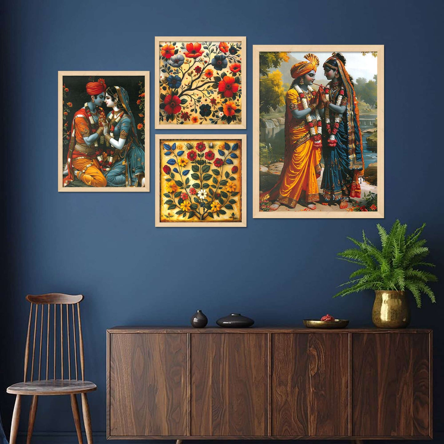 Swastik Trend Point Lord Radha Krishna Playing Flute Wooden Wall Frames Painting Decorative item for Living room Bedroom Decor Modern Artwork Painting Wall Mount Hanging Decoration SWASTIK CREATIONS The Trend Point