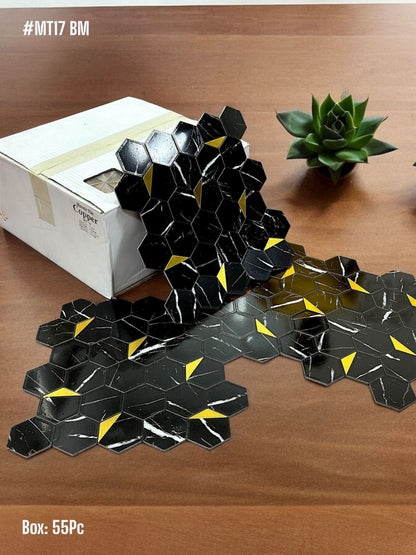 Black Marble Design Mosaic Tile (Box of 55 pc) - SWASTIK CREATIONS The Trend Point