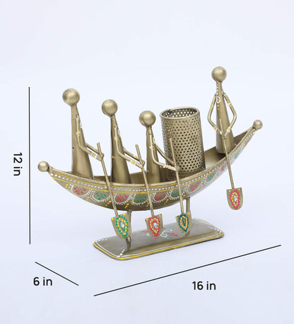 Boat Multicolour Metal Pen Holder - SWASTIK CREATIONS The Trend Point