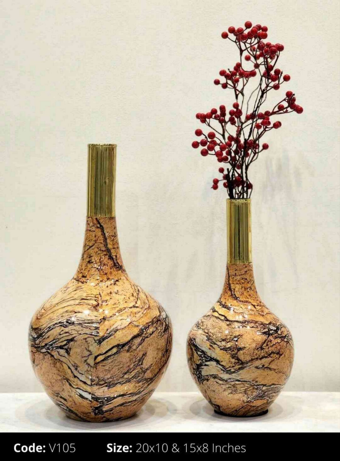 Brown Table Top Metal Vases | Set of 2 SWASTIK CREATIONS The Trend Point