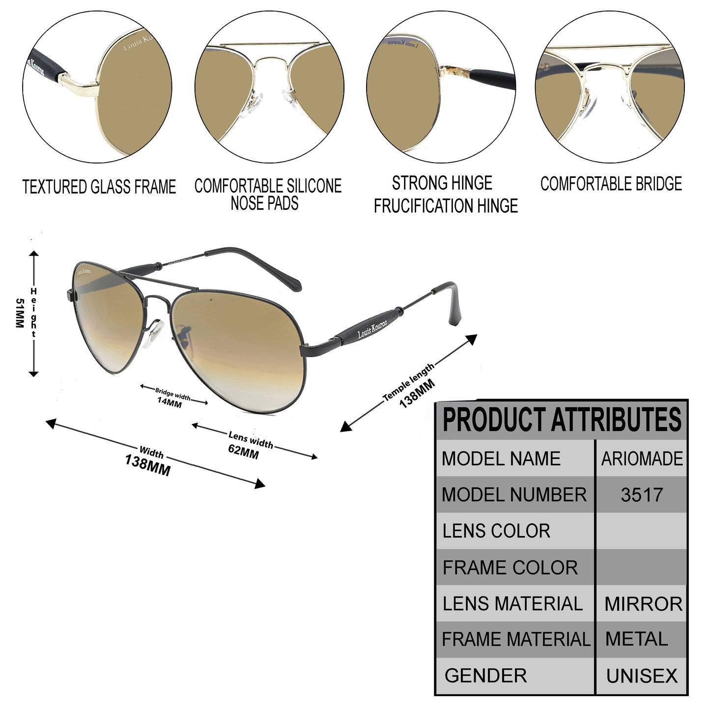 Brown Airomade Aviator Sunglasses (SUN-LK-3517-BRN2BLK-M) SWASTIK CREATIONS The Trend Point