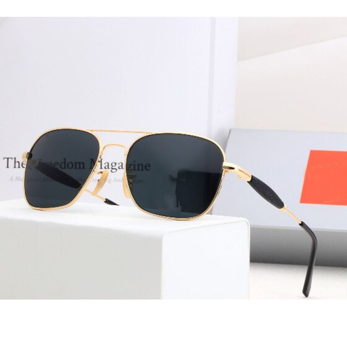 Black Alicent Square Sunglasses (SUN-RN-1208-BLK1GLD-M-1) SWASTIK CREATIONS The Trend Point