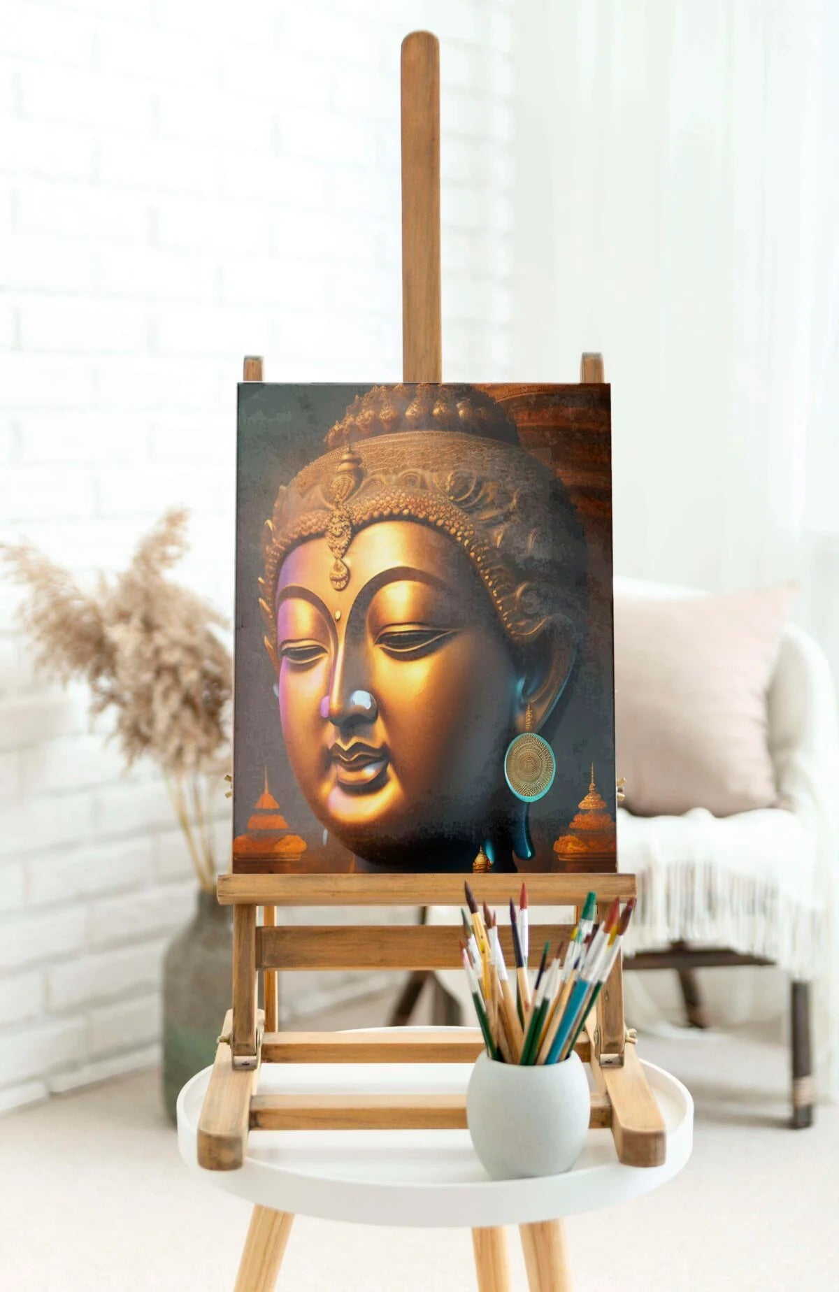 CH-BD5 Buddha Canvas Paintings For Wall Decoration For Living Room Bedroom Home Office & Hotels SWASTIK CREATIONS The Trend Point