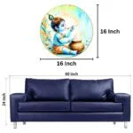 CH-RKR2 Divine Mischief: Baal Gopal (Krishna) and the Makhan Feast Wall Painting with Frame Sparkle Glossy Round Golden Framed Large Painting Office, Living Room, Bedroom, Home Decoration SWASTIK CREATIONS The Trend Point