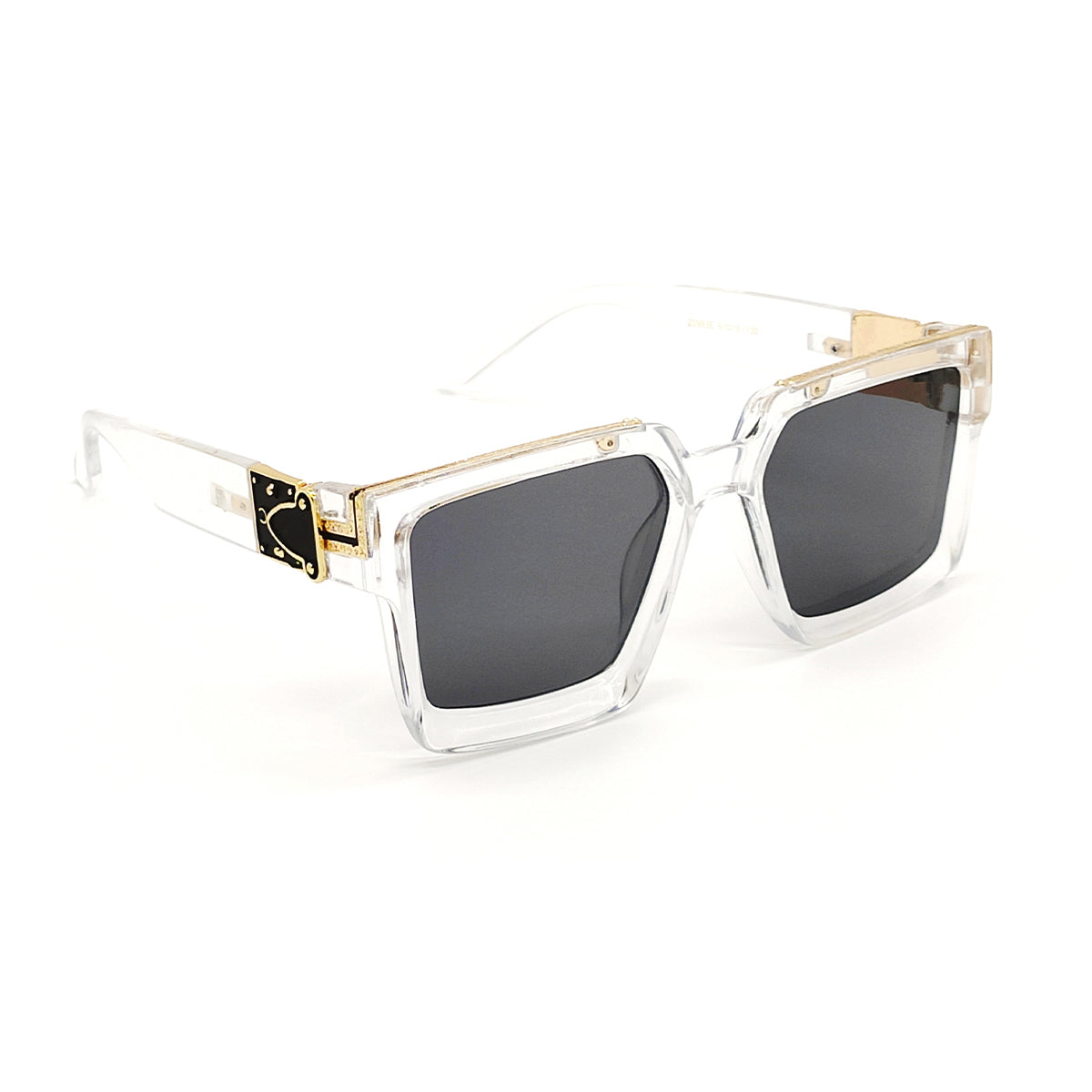 Black ASTROINER Square Sunglasses (SUN-LV-96006-BLK1GLD-CLR)