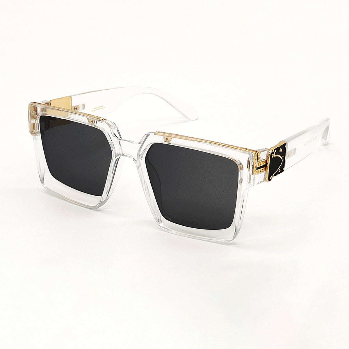 Black ASTROINER Square Sunglasses (SUN-LV-96006-BLK1GLD-CLR)