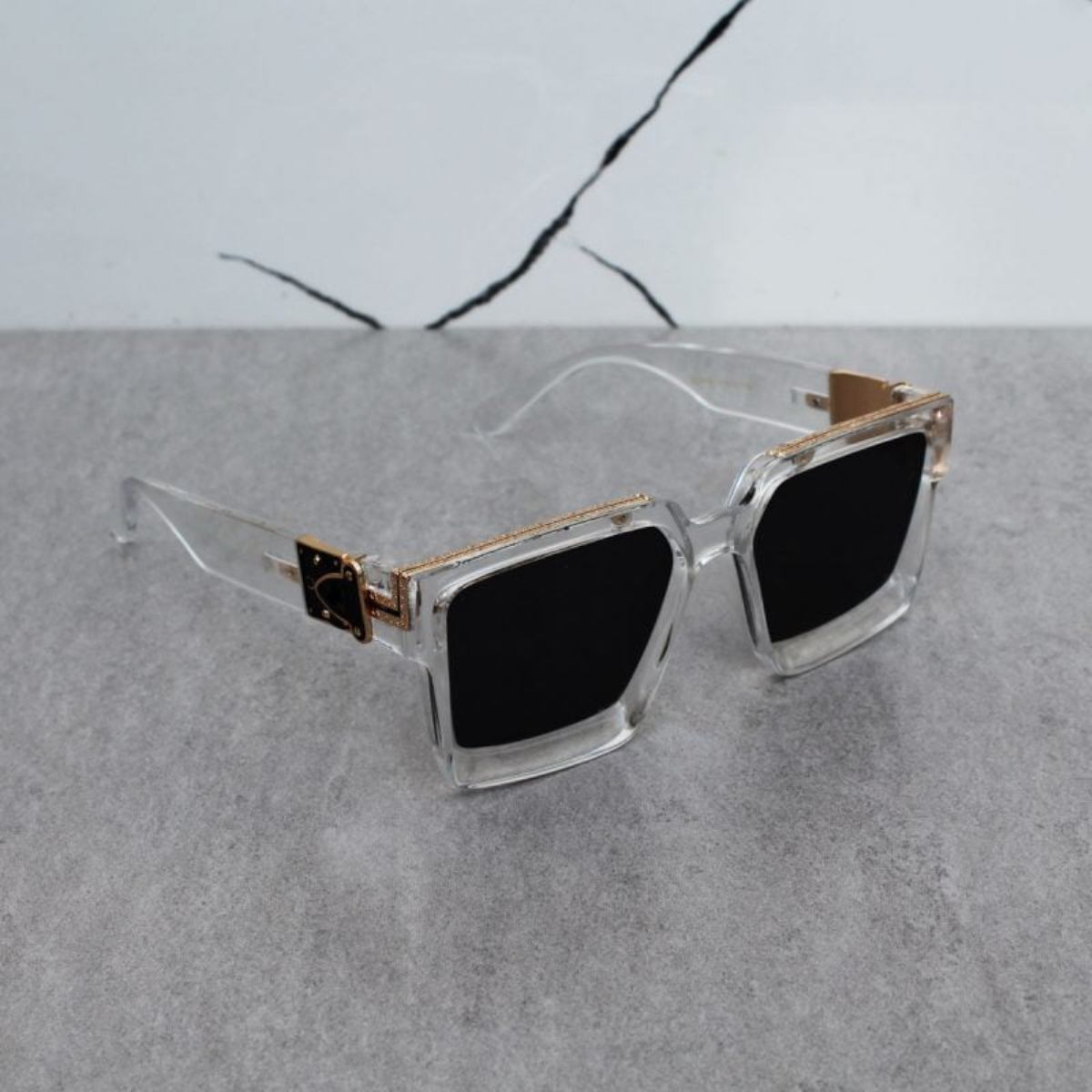 Black ASTROINER Square Sunglasses (SUN-LV-96006-BLK1GLD-CLR) SWASTIK CREATIONS The Trend Point