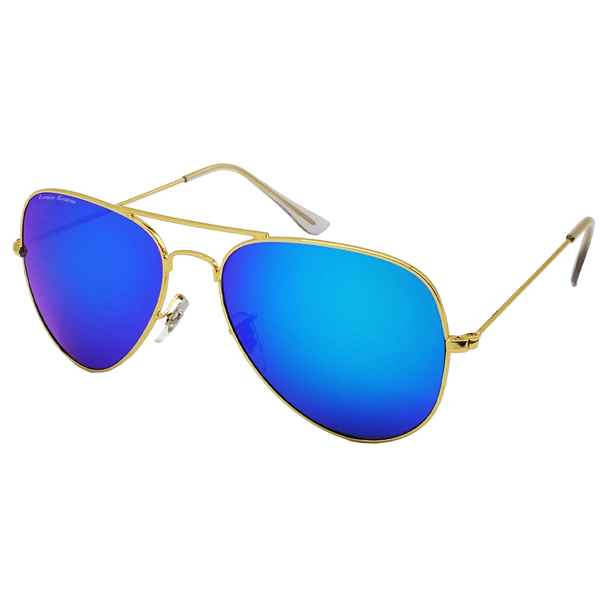 Blue Armstoner Aviator Sunglasses (SUN-LK-3026-AQB3GLD-M)