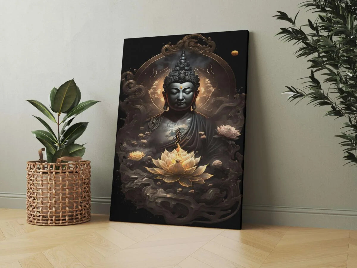 CH-BD4 Buddha Canvas Paintings For Wall Decoration For Living Room Bedroom Home Office & Hotels SWASTIK CREATIONS The Trend Point