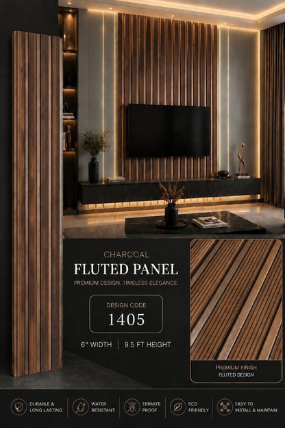 Code 1405 - Premium Charcoal Fluted Louver Panels (1 box of 16pcs) (Min 10 box order)