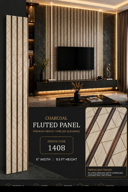 Code 1408 - Premium Charcoal Fluted Louver Panels (1 box of 16pcs) (Min 10 box order)