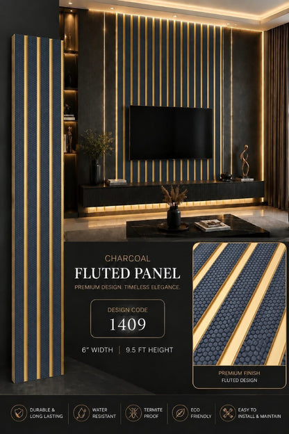 Code 1409 - Premium Charcoal Fluted Louver Panels (1 box of 16pcs) (Min 10 box order)
