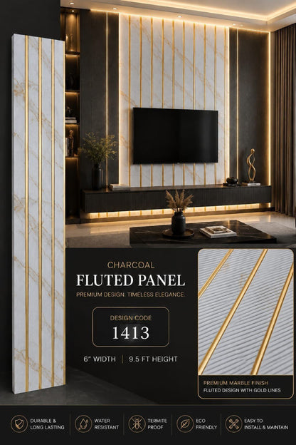 Code 1413 - Premium Charcoal Fluted Louver Panels (1 box of 16pcs) (Min 10 box order)