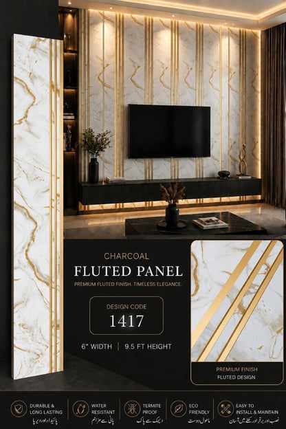 Code 1417 - Premium Charcoal Fluted Louver Panels (1 box of 16pcs) (Min 10 box order)
