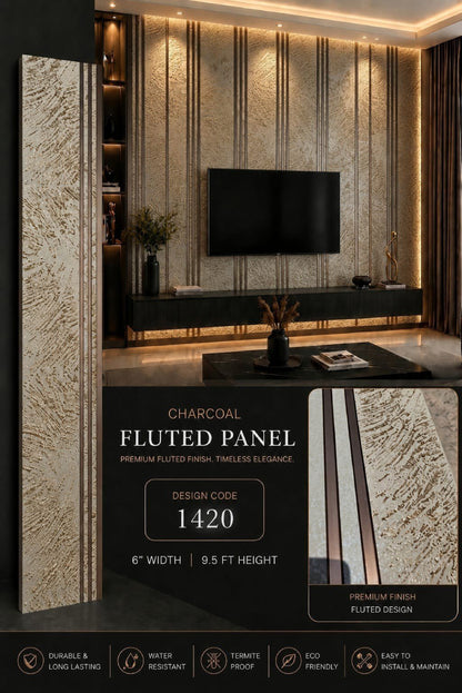 Code 1420 - Premium Charcoal Fluted Louver Panels (1 box of 16pcs) (Min 10 box order)