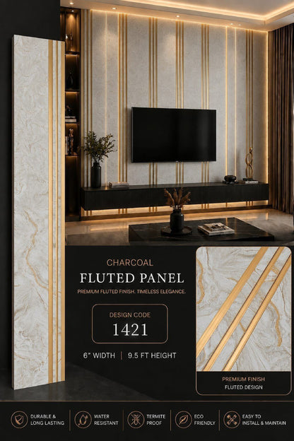 Code 1421 - Premium Charcoal Fluted Louver Panels (1 box of 16pcs) (Min 10 box order)