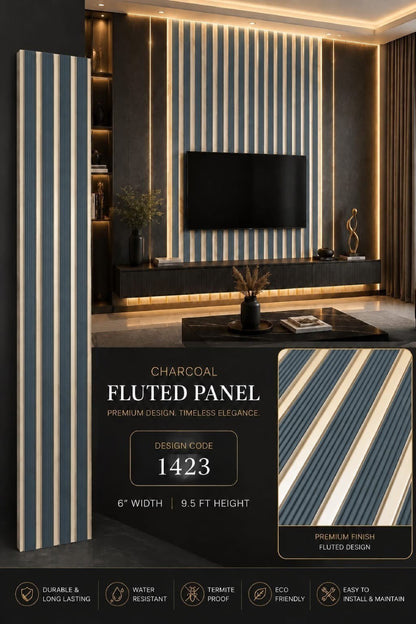 Code 1423 - Premium Charcoal Fluted Louver Panels (1 box of 16pcs) (Min 10 box order)