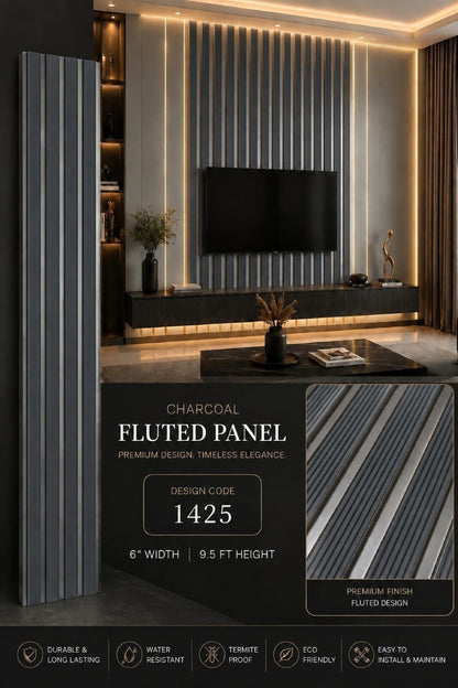 Code 1425 - Premium Charcoal Fluted Louver Panels (1 box of 16pcs) (Min 10 box order)