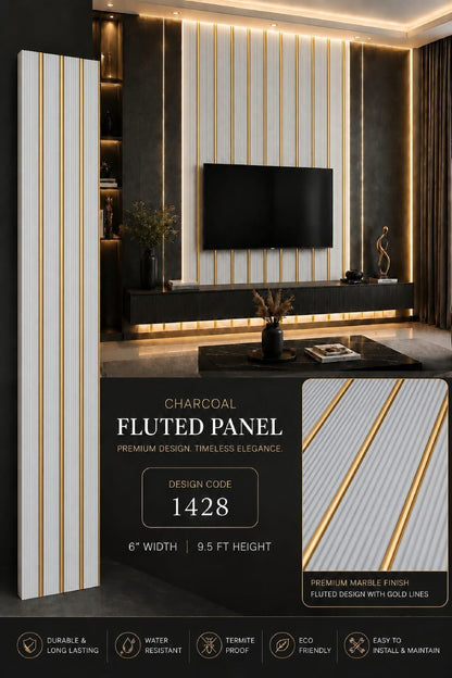 Code 1428 - Premium Charcoal Fluted Louver Panels (1 box of 16pcs) (Min 10 box order)