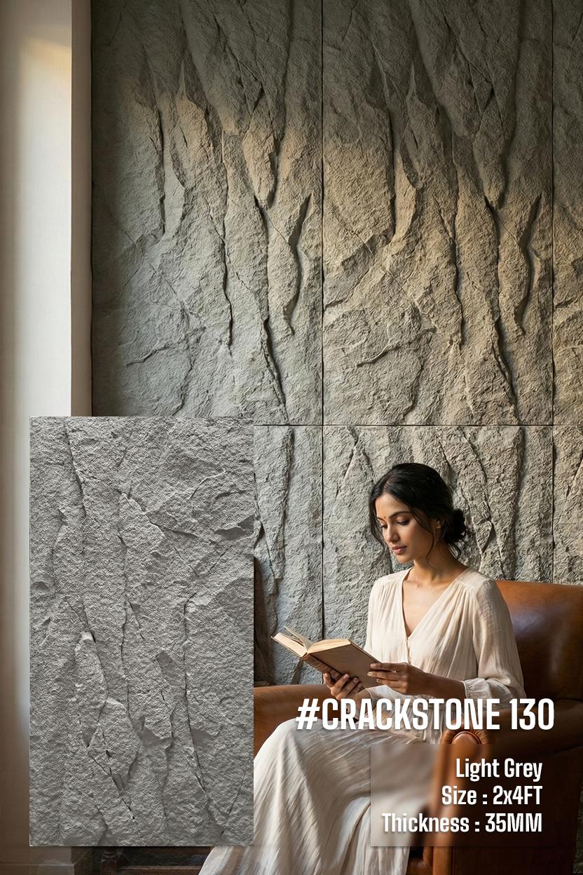 #Crackstone 130 PU Panel New Design- 35mm thickness - Size 2x4ft - 5 color options - SWASTIK CREATIONS The Trend Point