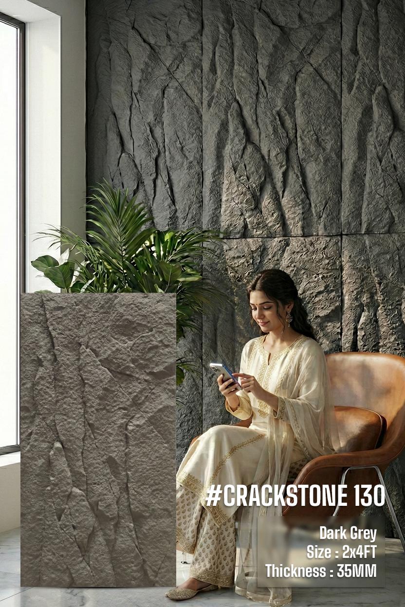#Crackstone 130 PU Panel New Design- 35mm thickness - Size 2x4ft - 5 color options - SWASTIK CREATIONS The Trend Point