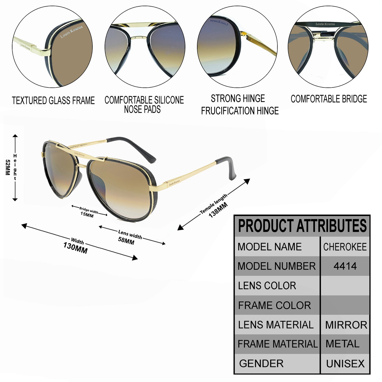 Brown Cherokee Aviator Sunglasses (SUN-LK-4414-BRN2GLD-M) SWASTIK CREATIONS The Trend Point