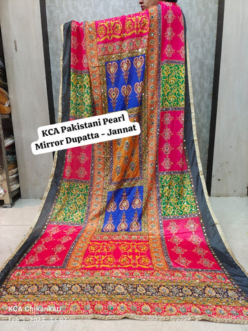 KCA5 Pakistani Fine Chinon Pearl Mirror Dupatta- Jannat (18 variants) - SWASTIK CREATIONS The Trend Point