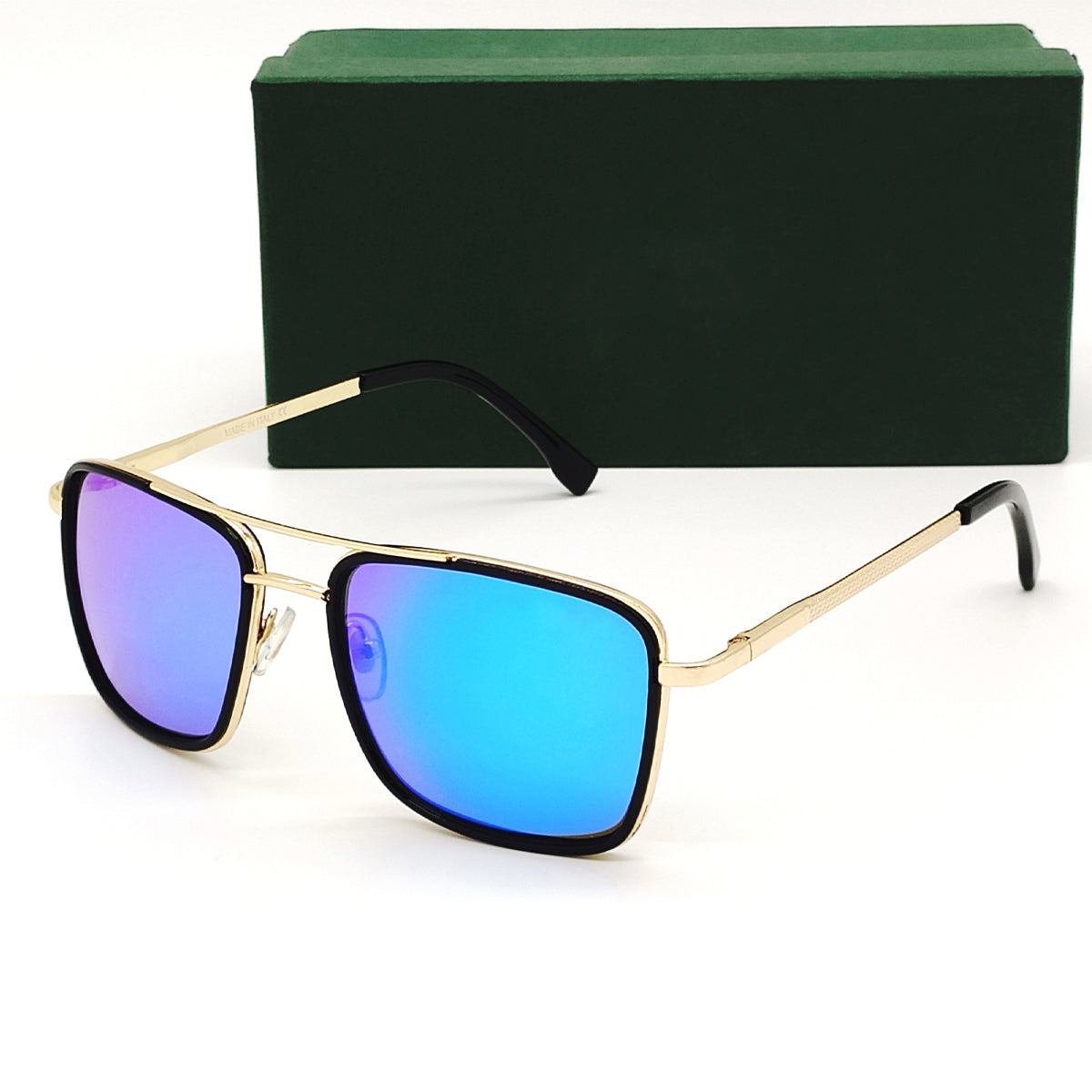 Aqua Blue HUMBLEE Square Sunglasses (SUN-LC-0652-AQB3GLD-MEDIUM) - SWASTIK CREATIONS The Trend Point SWASTIK CREATIONS The Trend Point