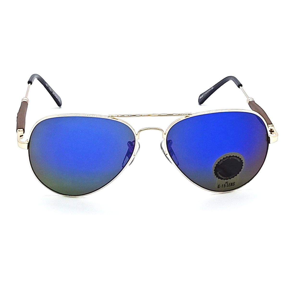 Blue Ancestral Aviator Sunglasses (SUN-RN-3517-BLU3GLD-M) SWASTIK CREATIONS The Trend Point