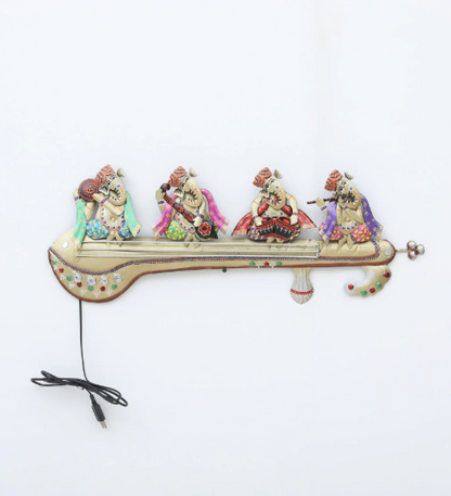 Decorative Ganesh Shehnai Multicolour Metal Wall Art - SWASTIK CREATIONS The Trend Point