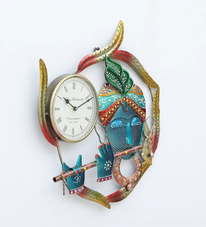 Decorative Krishna Multicolour Iron Novelty Traditional Wall Clock - SWASTIK CREATIONS The Trend Point