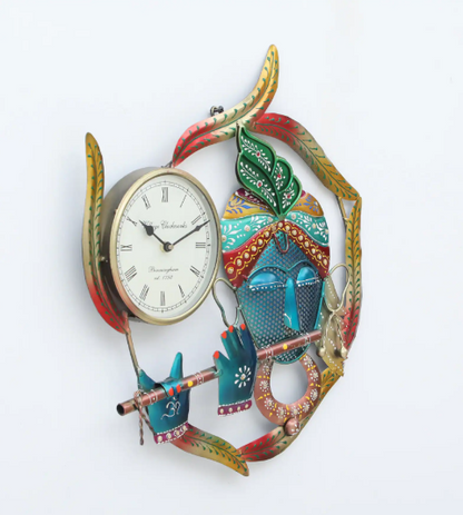 Decorative Krishna Multicolour Iron Novelty Traditional Wall Clock - SWASTIK CREATIONS The Trend Point